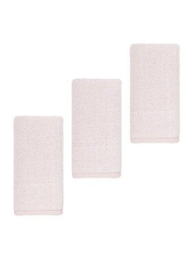 3 new Haven Heathered Pebble 100% Organic Cotton HAND TOWELS - Silver Peony Pink